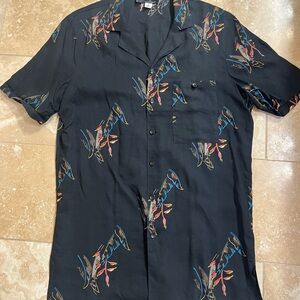 Roland Black Shirt with Colorful Tropical Print